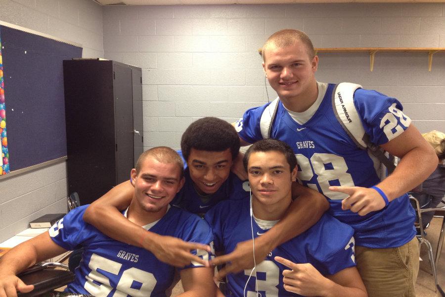 Juniors (L to R) Tim Kloss, Dionte Gray, Josh Carter and Cody Crider gear up for game day at GCNation.