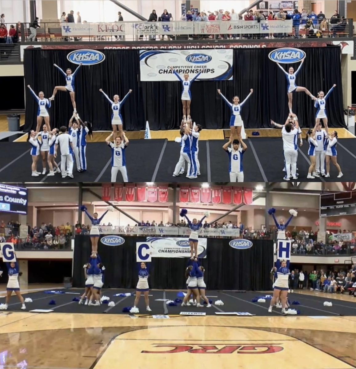 GCHS cheer teams represent the county at State Competition.