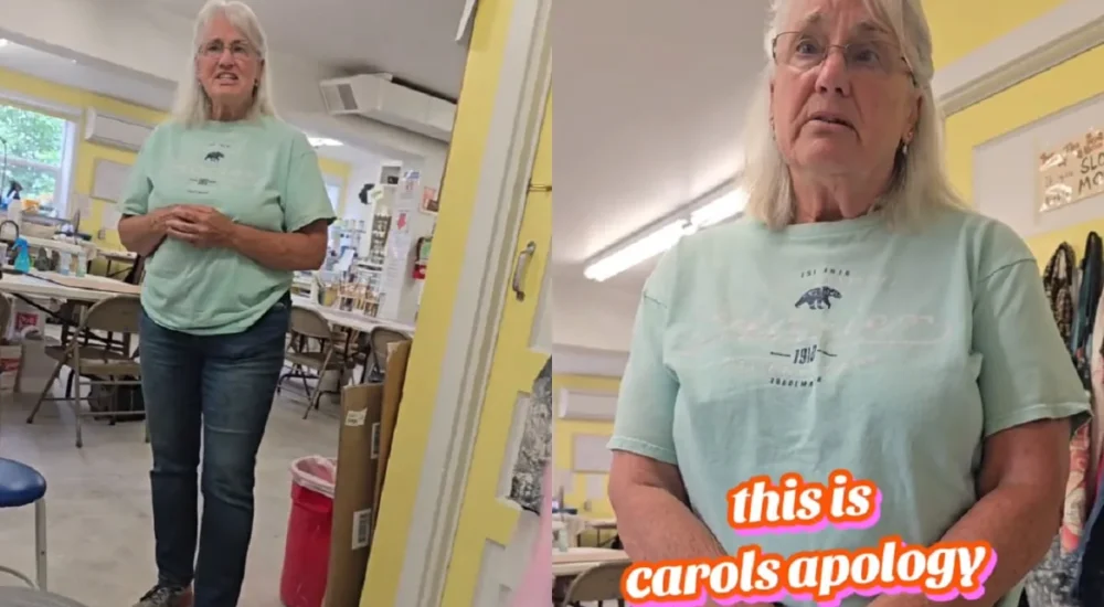 Vacationers stand near Elk Lake in Oregon after a disagreement over drone filming