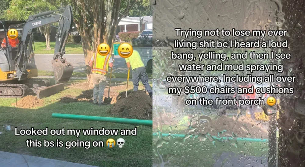 A woman reacting to a TikTok video after finding a mystery eyelash in a bedroom