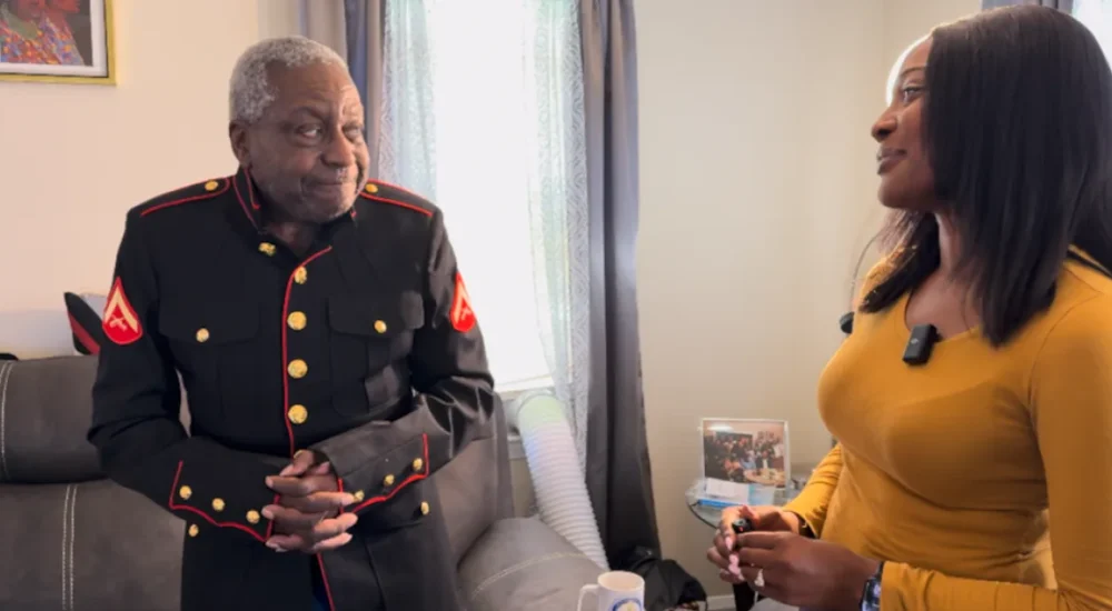 A Marine dress blues uniform restored for Vietnam veteran Carroll Sonny Smith in Baltimore