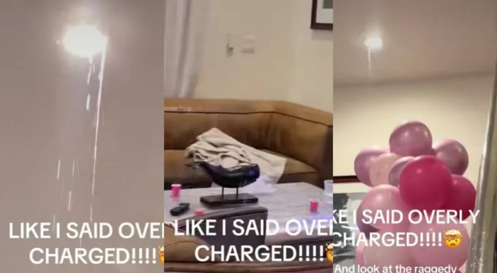 Empty bedroom in a Texas Airbnb after guests allegedly removed furniture and belongings