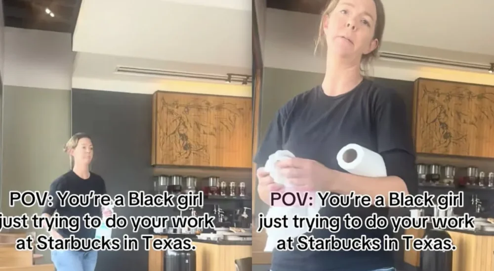 A Texas roadside confrontation between a woman and two men near parked cars