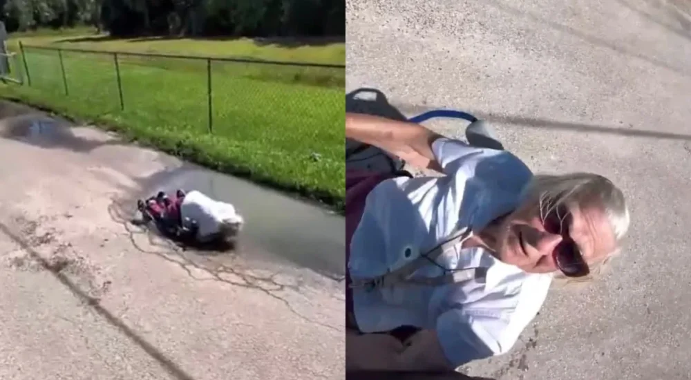 A man comforts a crying 9-year-old boy after a car crash in Indiana