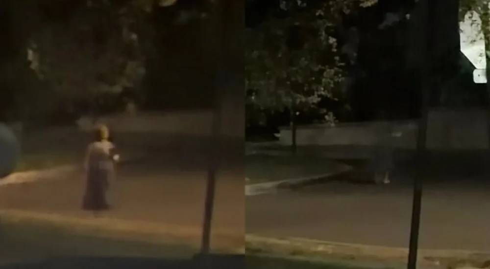 A Walmart Spark delivery driver stands near a home after a tense grocery drop-off