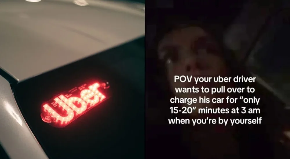 Uber driver recording a pickup dispute inside her car in Wisconsin